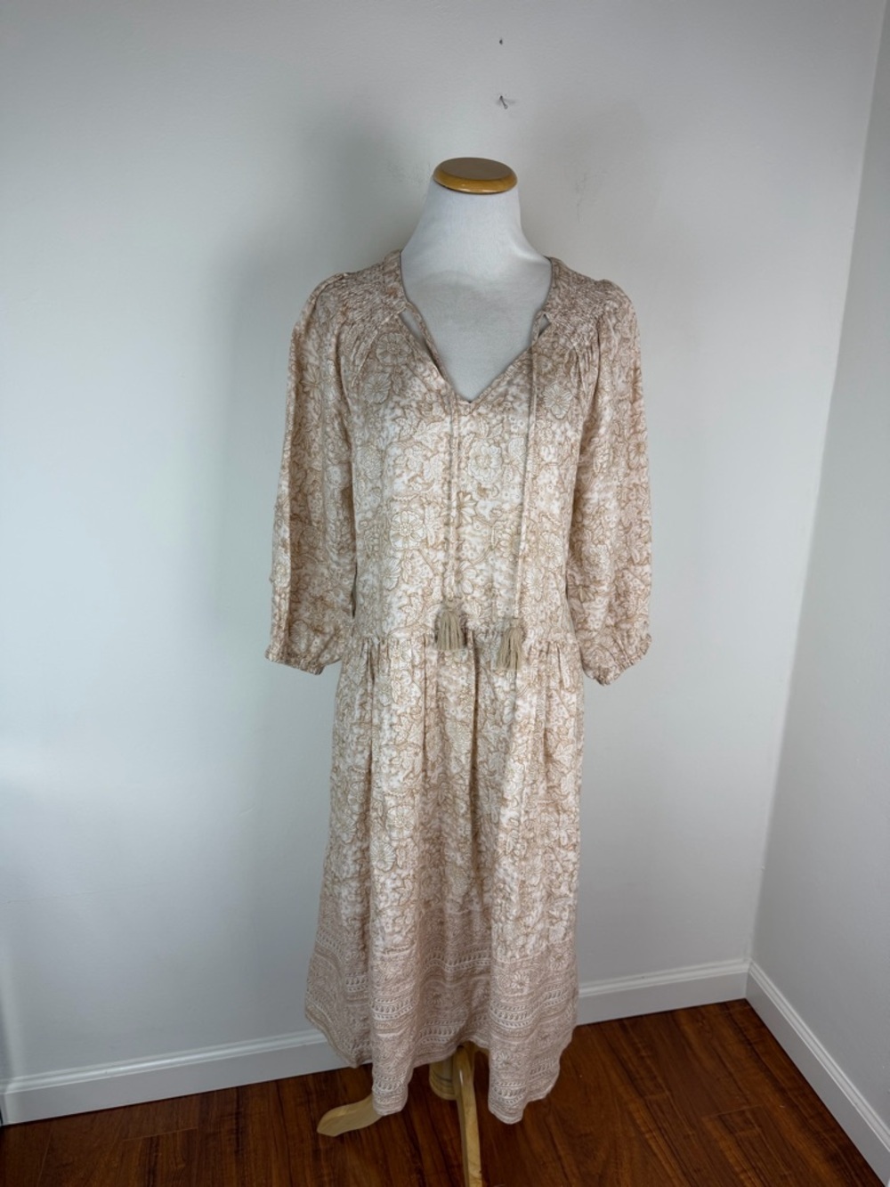Magachoni Linen Floral Midi Dress Size M